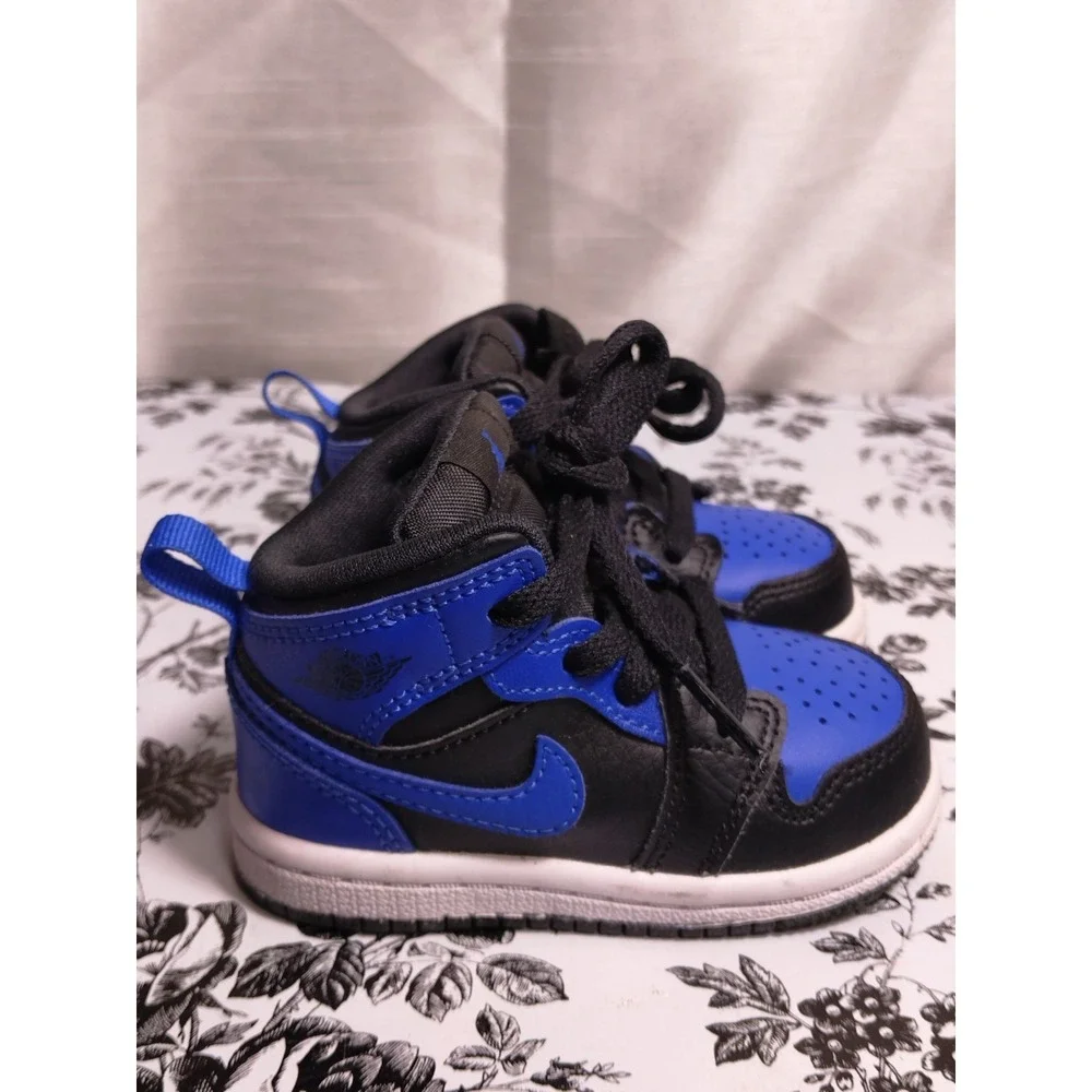 Nike‎ Air Jordan Retro 1 Mid Toddler Size 4C Blue/Black Sneakers